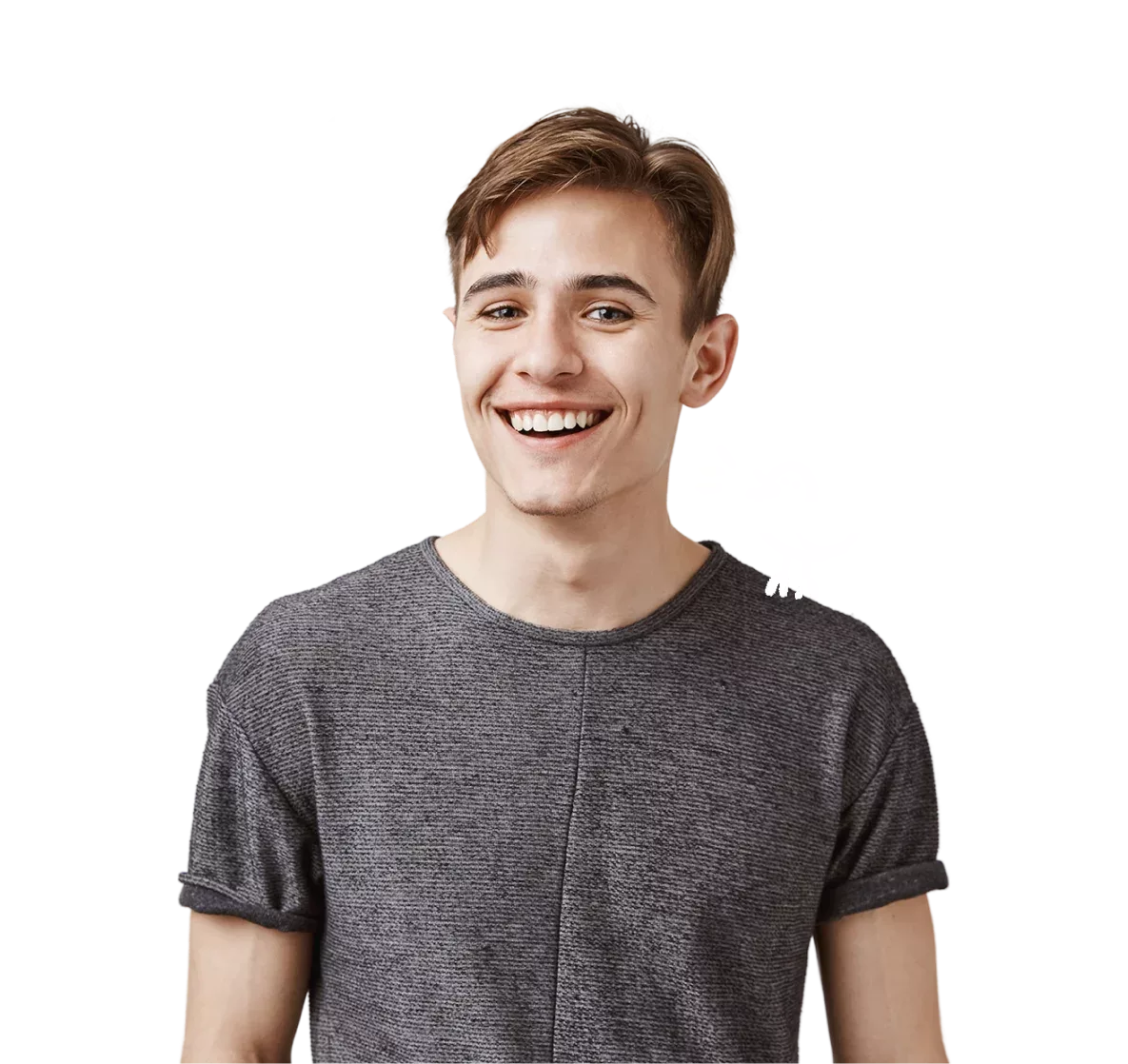 Smiling man with playful illustration